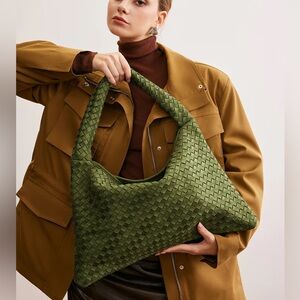 Commense Olive Green Woven Shoulder Bag